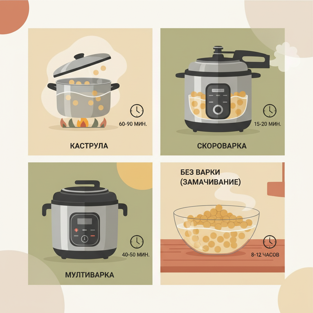 Время варки нута разными способами — иллюстрация к статье «как готовить нут»